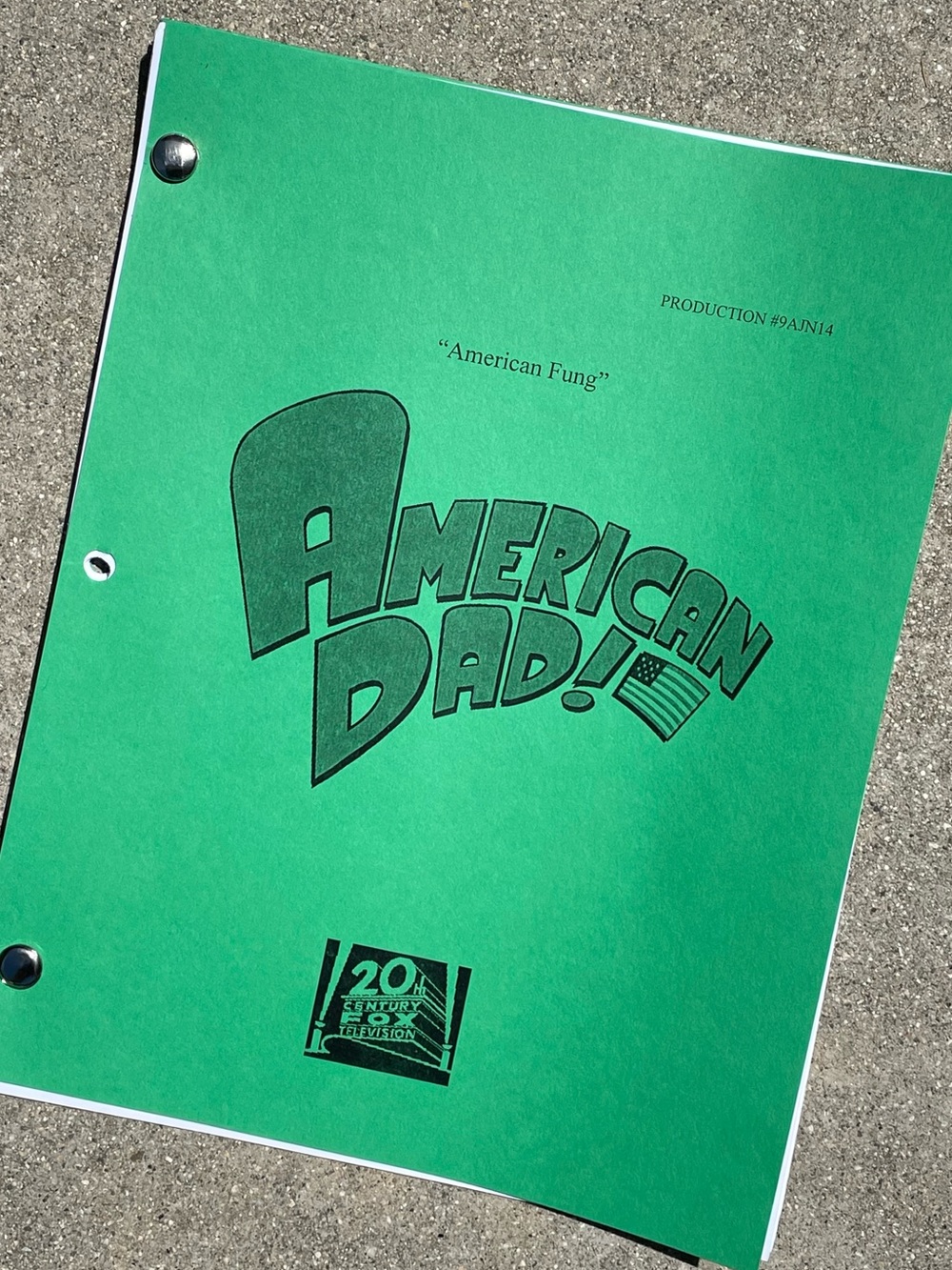 American Dad 2014 American Fung Production Used Table Draft Script